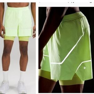 Lululemon Surge Lined Shorts 6" Special Edition Mens X-Large Faded Zap Wasabi S